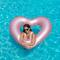 Swimline 5.5ft. Pink Metallic Heart Shaped Inner Tube Swimming Pool Float